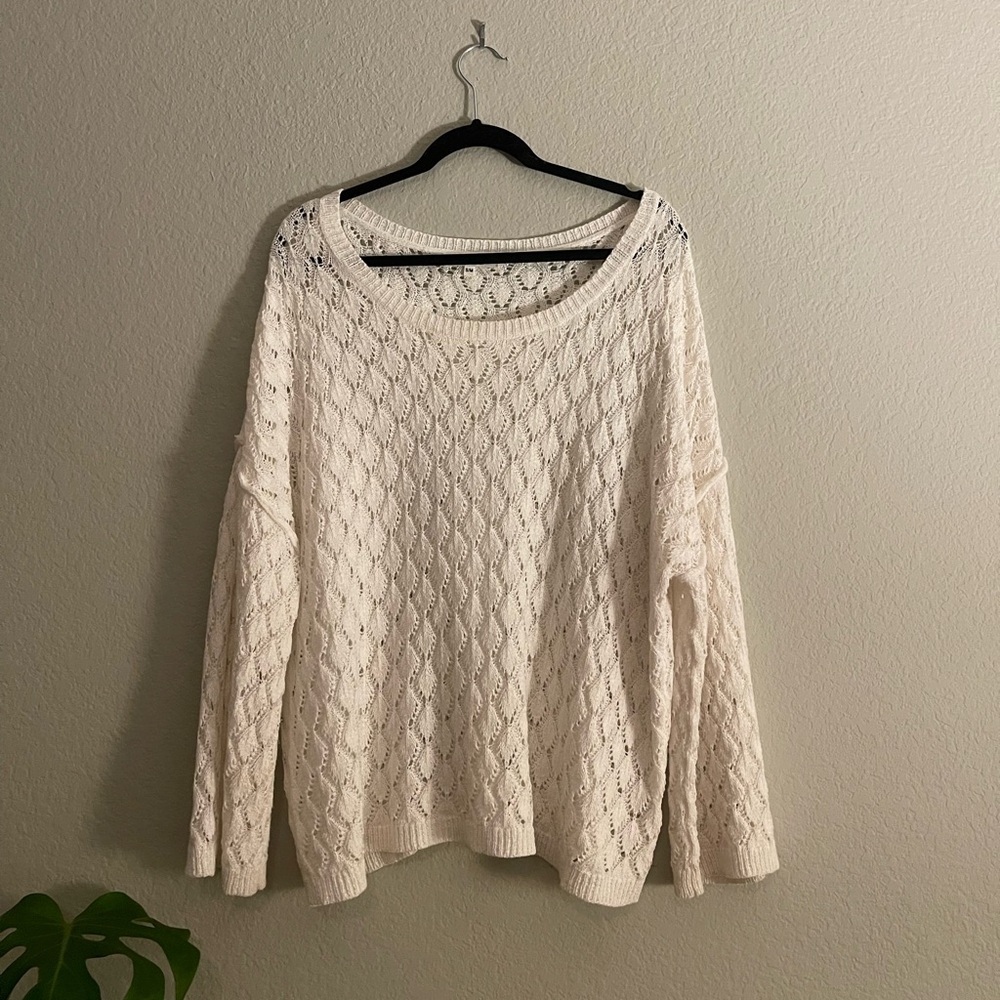 Miracle Cream Oversized Knit Crew Neck Sweater